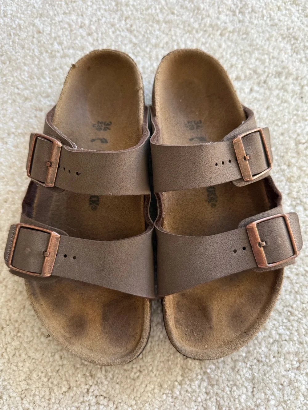 Birkenstock Kids’ Birk-Flor Arizona Brown Slide Sandals with Buckles